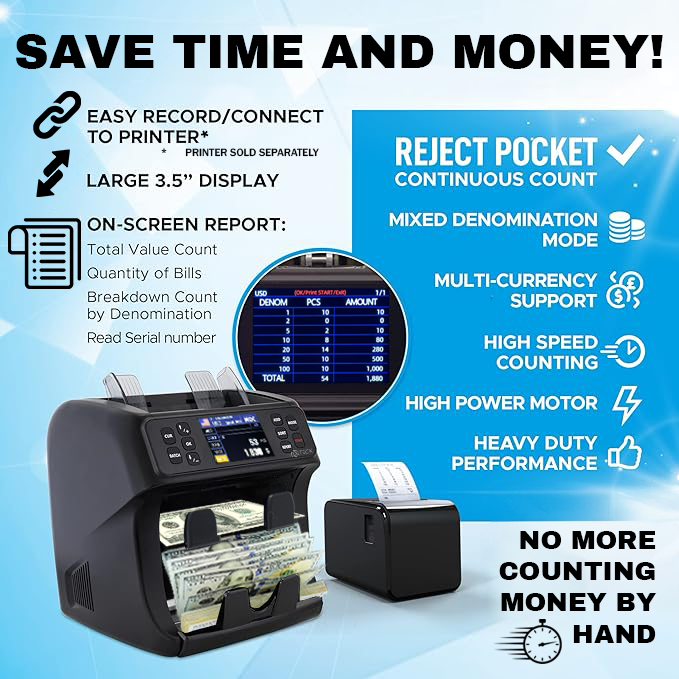 DETECK DT800 2-Pocket Mixed Denomination Money Counting Machine
