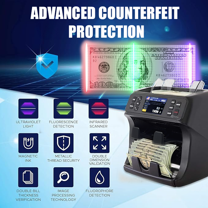 DETECK DT800 2-Pocket Mixed Denomination Money Counting Machine