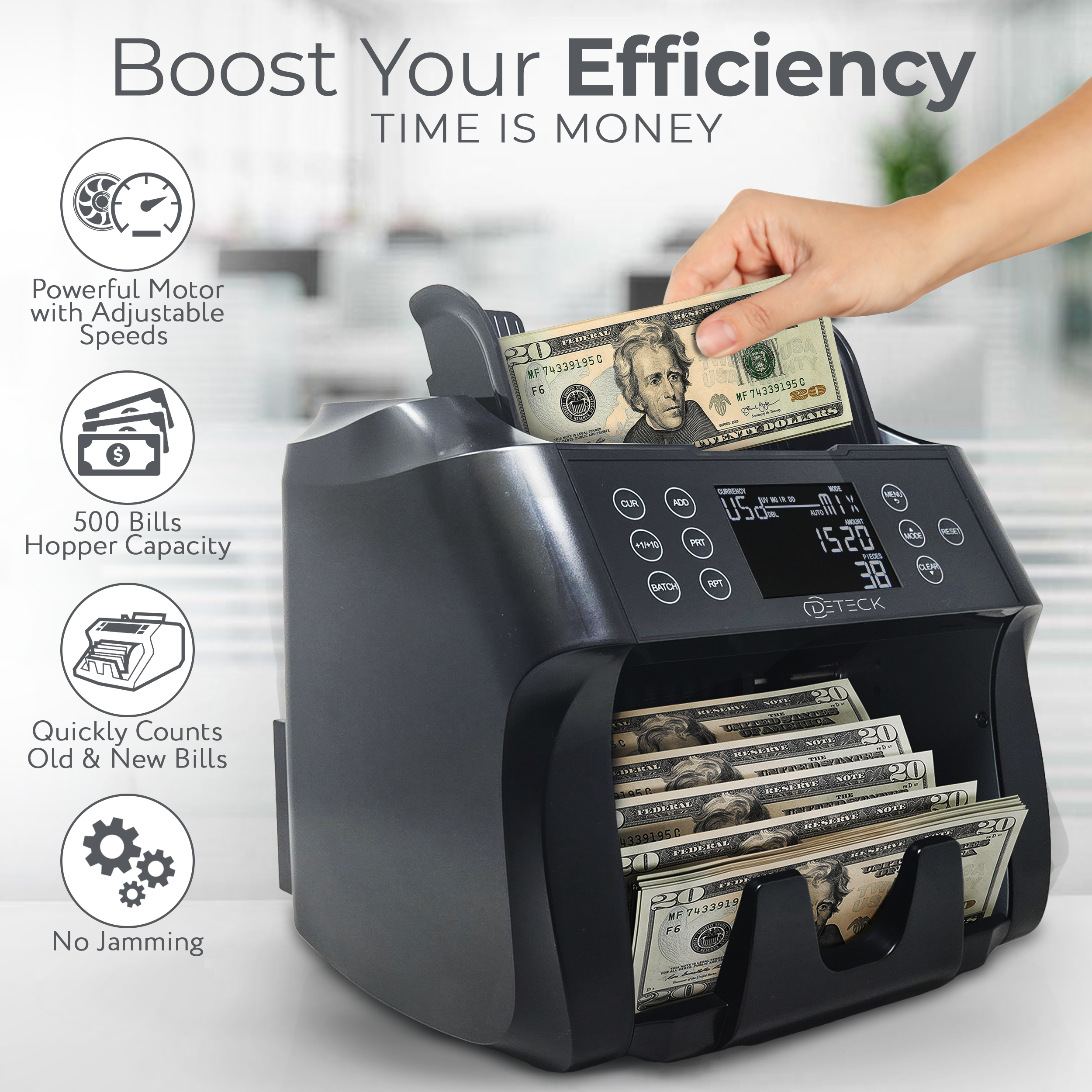 DETECK DT500 Mixed Denomination Bill Counter Machine