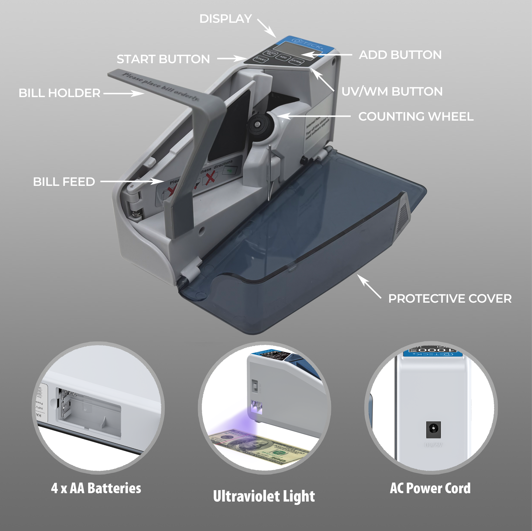 DETECK DT5S UV/WM Portable Money Counter Machine