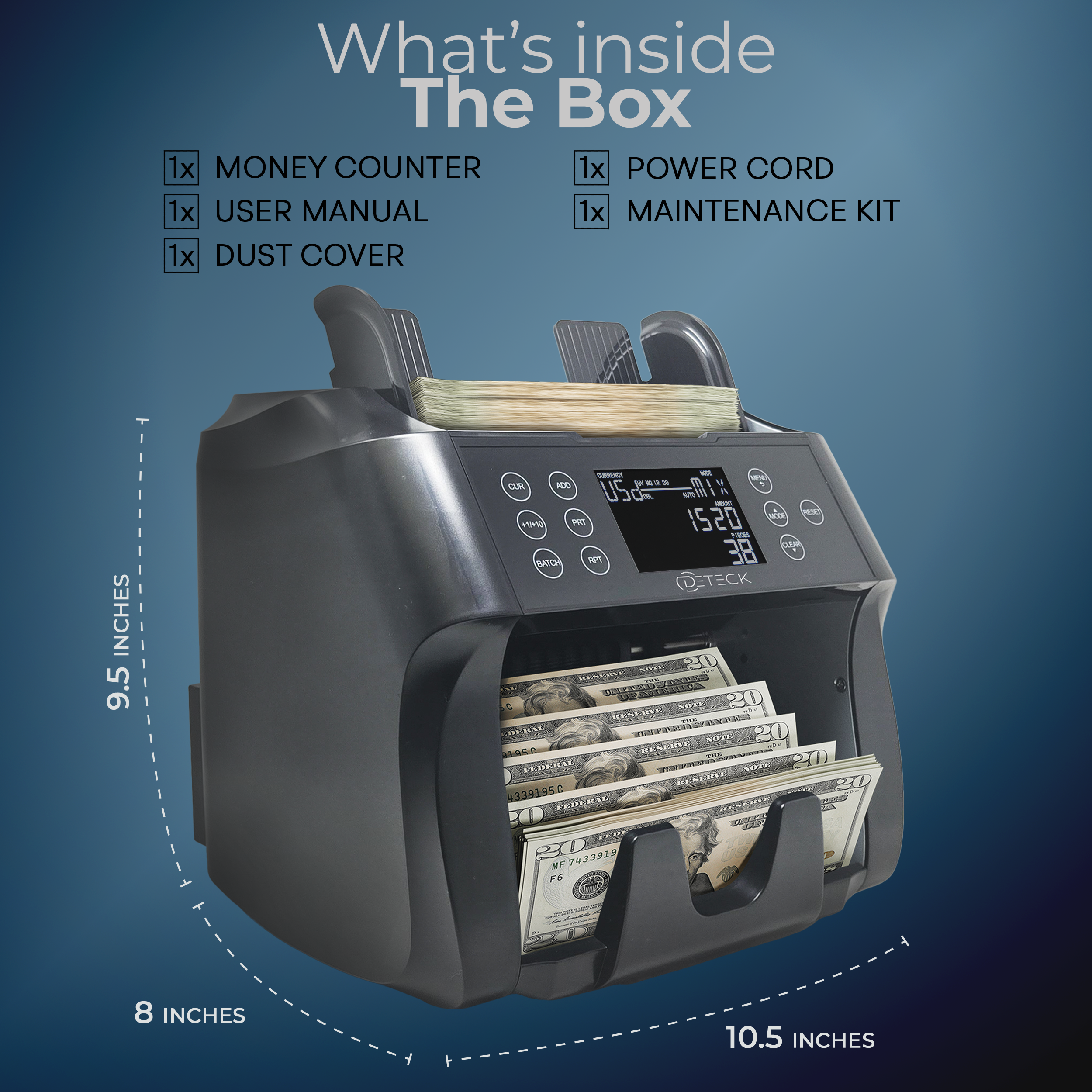 Demotio MA-180S Multi-Currency Bill Counter - Bank-Grade Detection, CIS Sensor, Value Counting & Counterfeit Detection