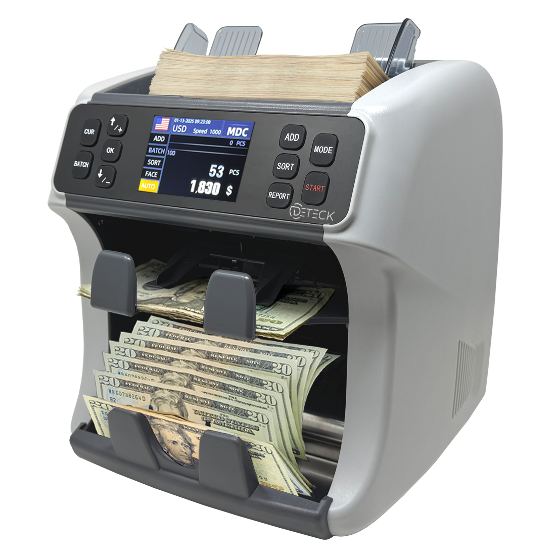 Debitek Machine DETECK DT800D 2-Pocket Mixed Denomination Money Counting Machine ...