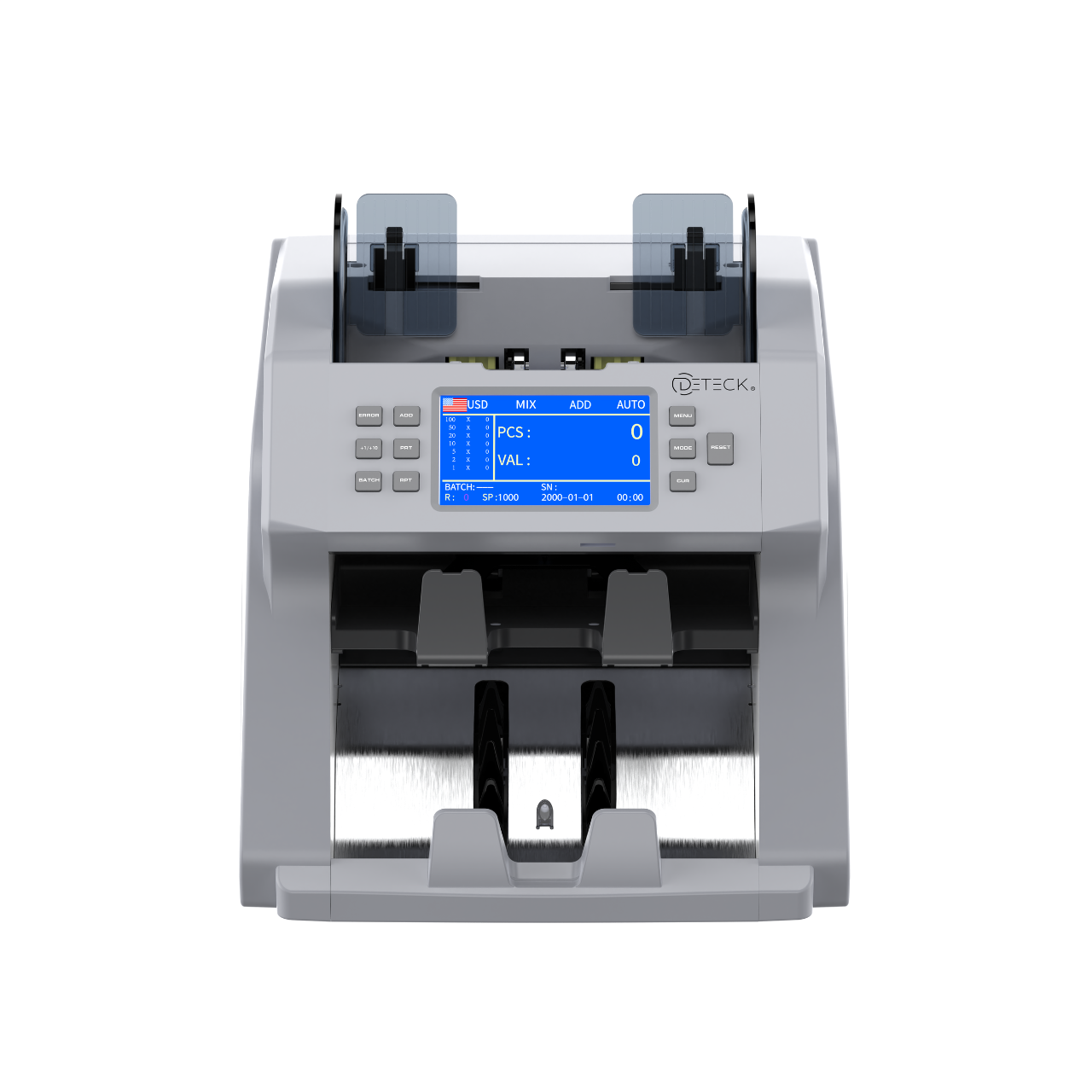 DETECK DT700 Bank Grade Mixed Denomination Money Counter with Reject Pocket, Multi Currency, Bill Counter 2CIS/UV/IR/MG/MT Counterfeit Detection, Cash Counter Serial Number, Printer Enabled