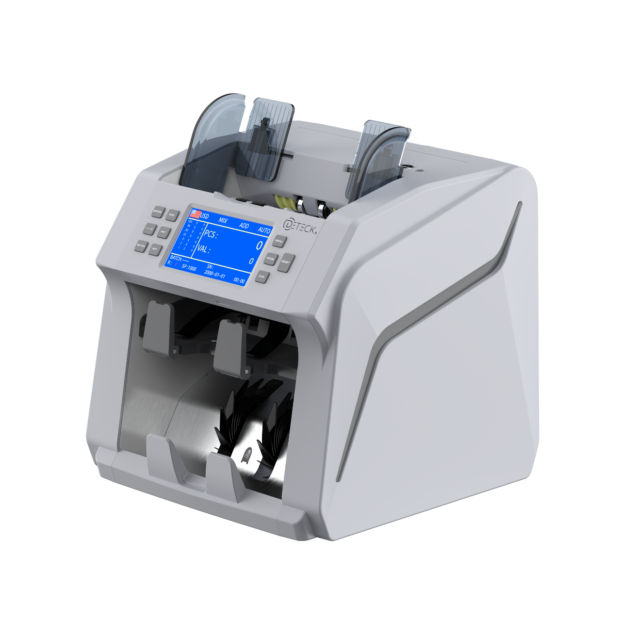 DETECK DT700 Bank Grade Mixed Denomination Money Counter with Reject Pocket, Multi Currency, Bill Counter 2CIS/UV/IR/MG/MT Counterfeit Detection, Cash Counter Serial Number, Printer Enabled