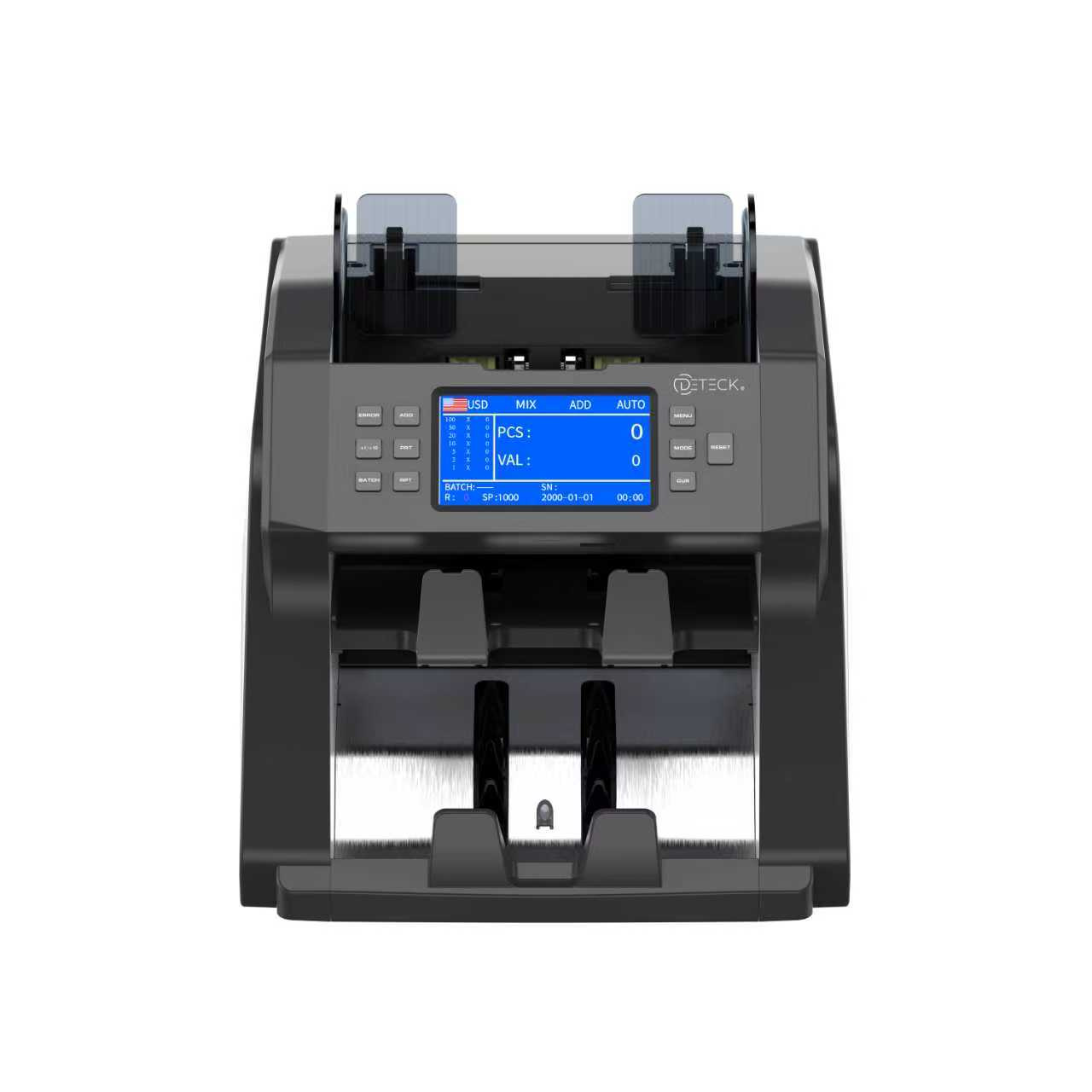 DETECK DT700 Bank Grade Mixed Denomination Money Counter with Reject Pocket, Multi Currency, Bill Counter 2CIS/UV/IR/MG/MT Counterfeit Detection, Cash Counter Serial Number, Printer Enabled
