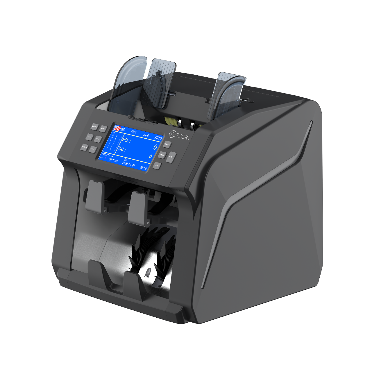 DETECK DT700 Bank Grade Mixed Denomination Money Counter with Reject Pocket, Multi Currency, Bill Counter 2CIS/UV/IR/MG/MT Counterfeit Detection, Cash Counter Serial Number, Printer Enabled