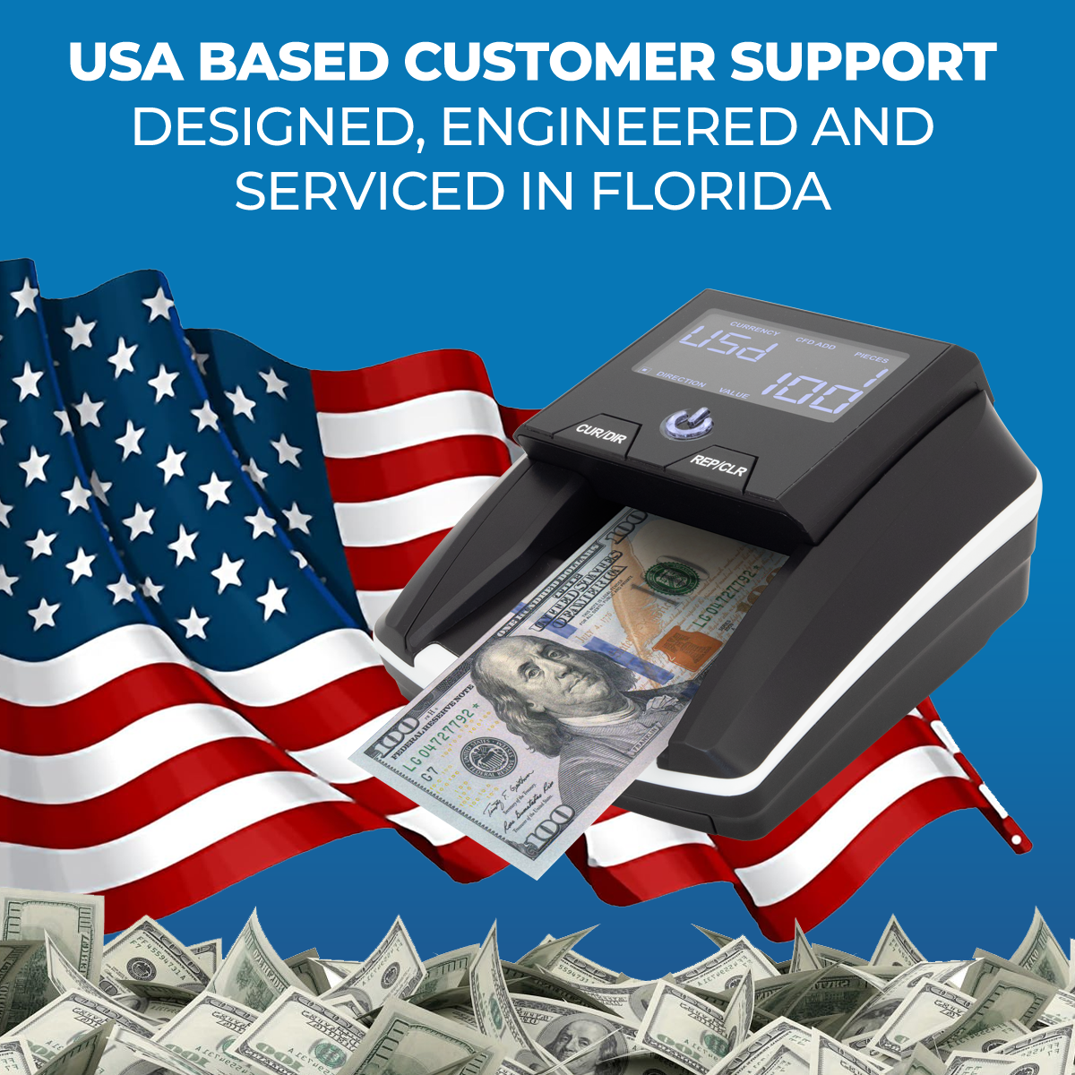 DETECK DT10CB Portable Counterfeit Bill Detector Machine USD & Euro Value Counting