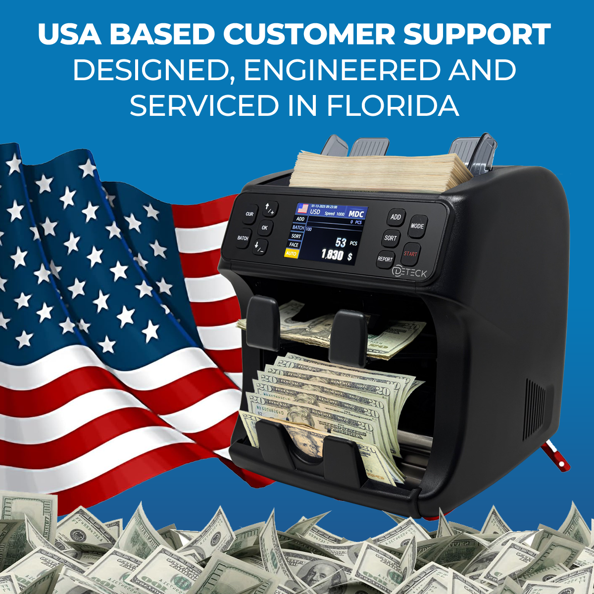 DETECK DT800 2-Pocket Mixed Denomination Money Counting Machine