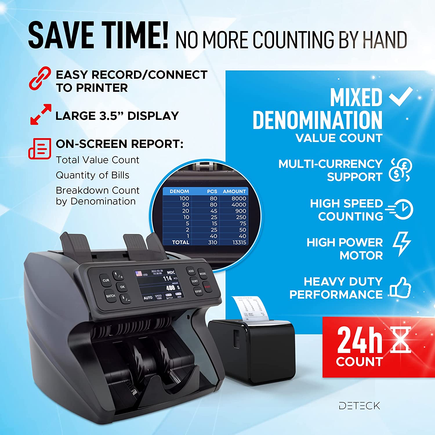 DUSK DT500 Mixed Denomination Bill Counter Machine